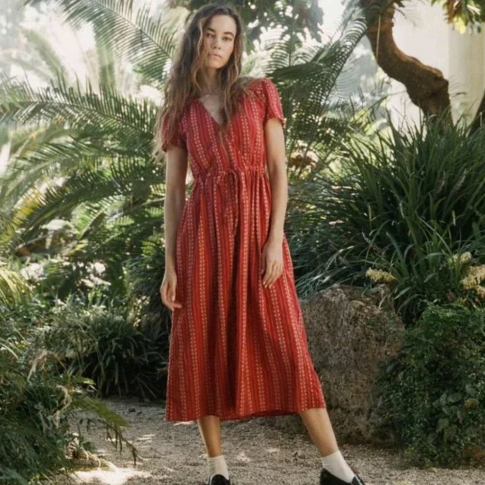 Christy Dawn “Dawn Dress” in Hibiscus Zinnia Stripe